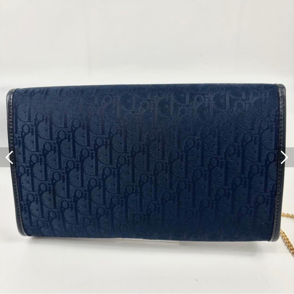 Dior Midnight Blue Monogram Clutch with Gold Chain - Picture 3 of 10